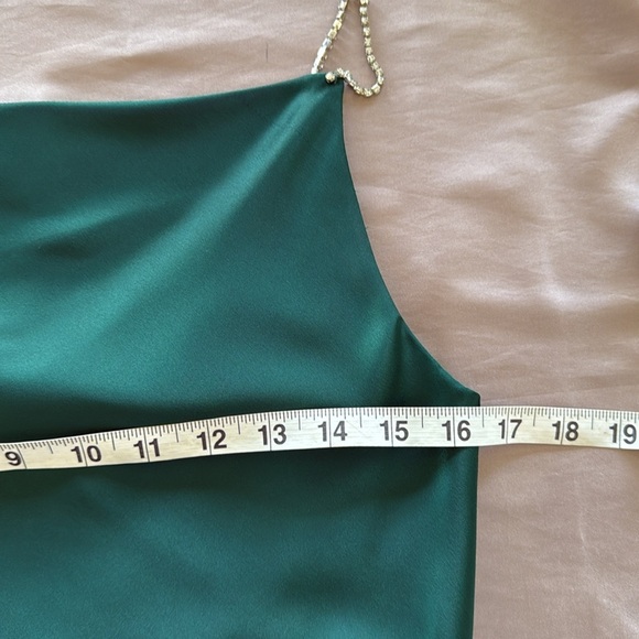 DO+BE Emerald Satin Camisole Rhinestone Spaghetti Strap Gorgeous Jewel Tone Cami - Picture 8 of 15